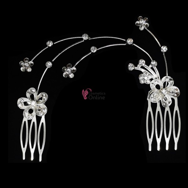 Accesoriu modern pentru decor par CA040DD Argintiu cu cristale Argintii
